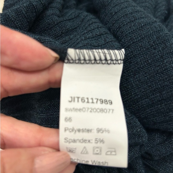 Off the Shoulder Stretch Soft Blouse, Mid-Night Blue Pull Over, Long Sleeve, SzS - Picture 4 of 11